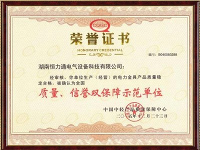 2015年质量、信誉双保障示范单位